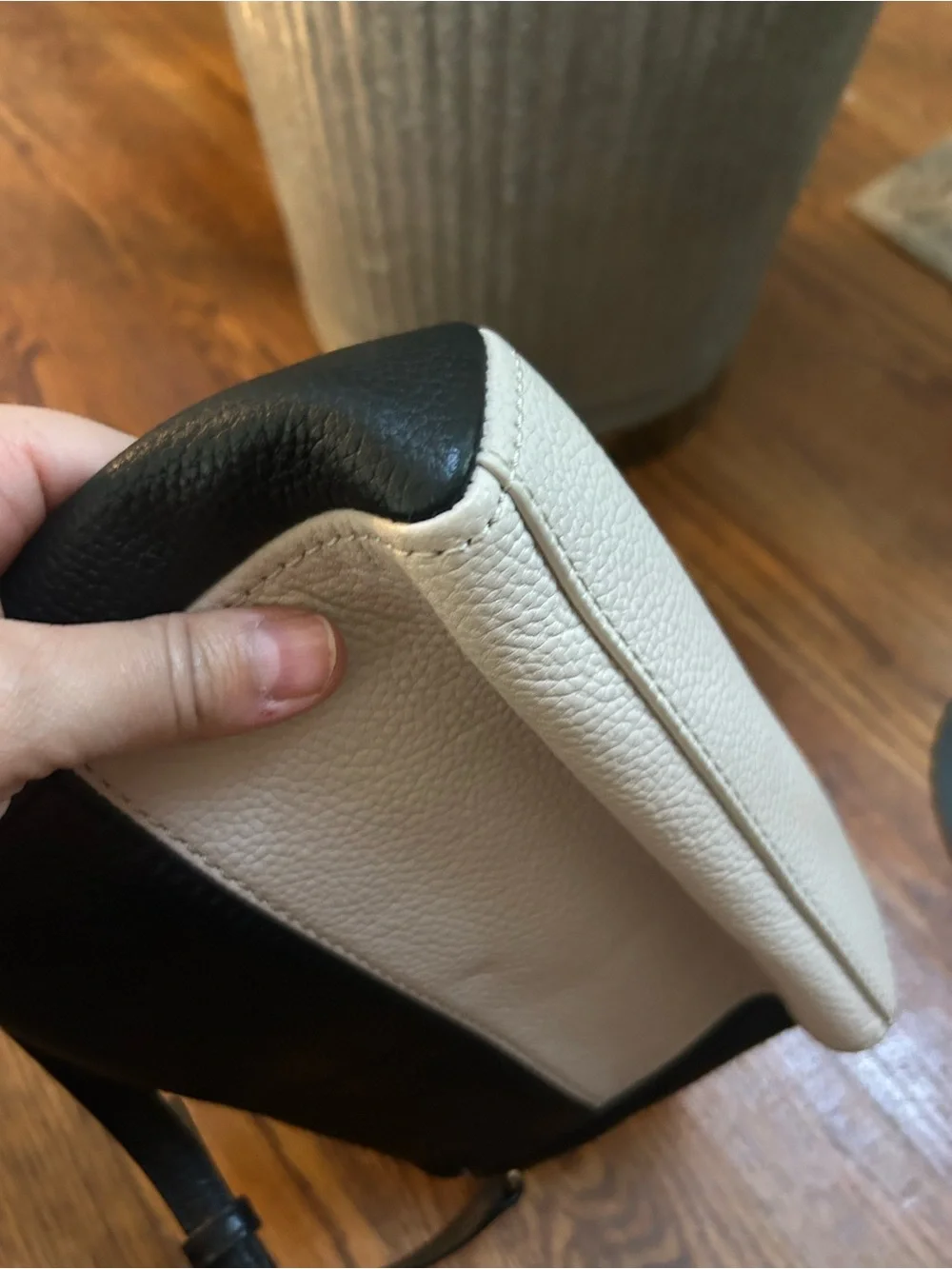 Kate Spade New York Black Cream Pebbled Leather Crossbody Bag